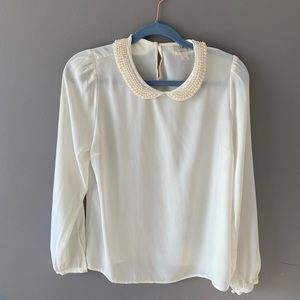 LOFT white pearl blouse (Sz. S)